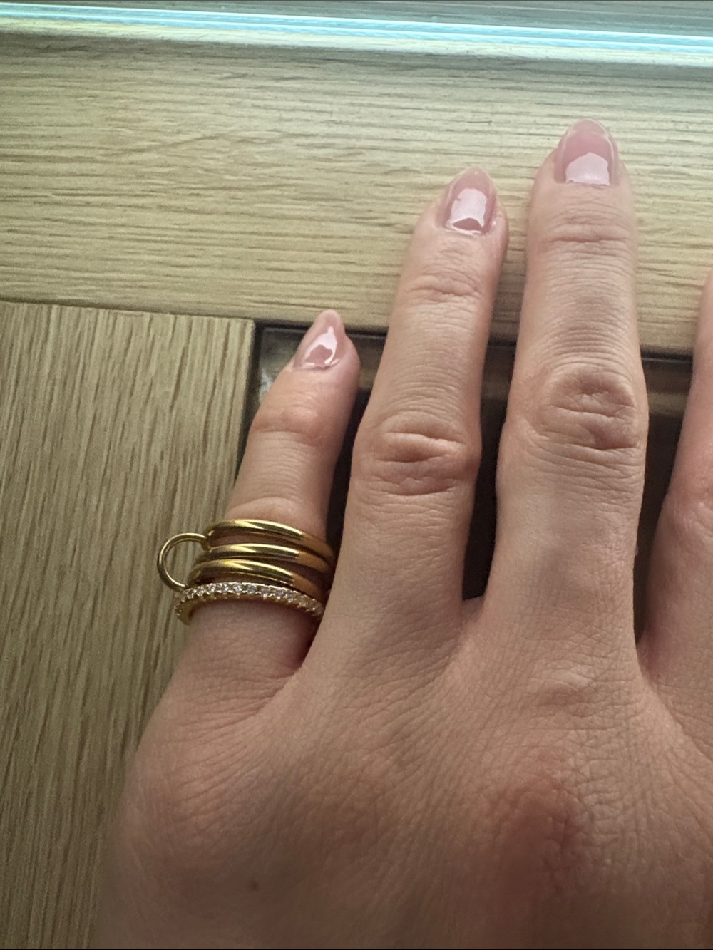 Gold Stackable Ring Set with Pavé Accent - Women Jewelry